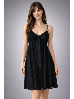 Mark & James Black Lace Bow Babydoll Dress 4 NWT $375 Coquette